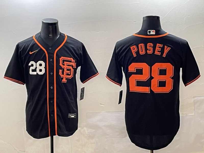 Men San Francisco Giants 28 Posey Black Game 2025 Nike MLB Jersey style 2
